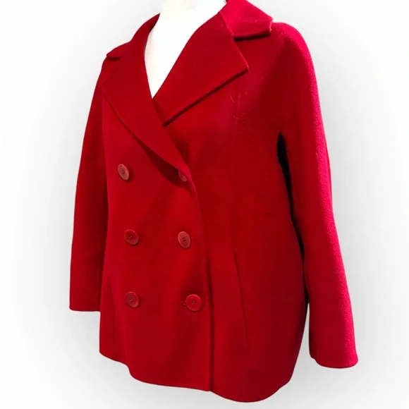 Talbots Red Wool Blend Lightweight Coat Jacket‎ Double Breasted Size 10 - Picture 4 of 14